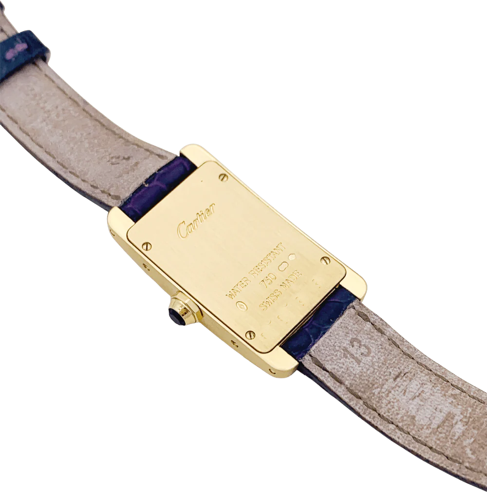 Montre CARTIER "Tank Américaine" en or jaune, acier et cuir - Image 4