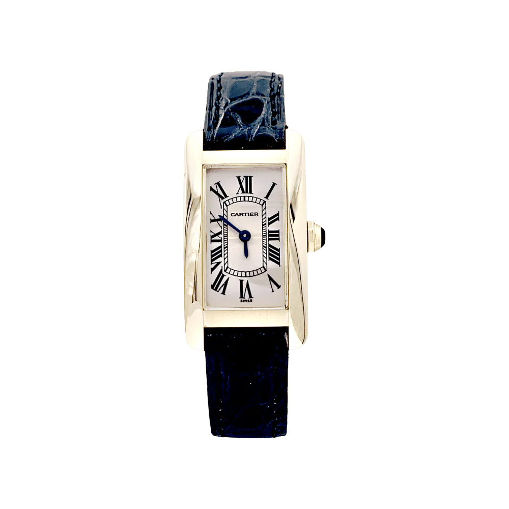 Montre CARTIER "Tank Américaine" en or jaune, acier et cuir