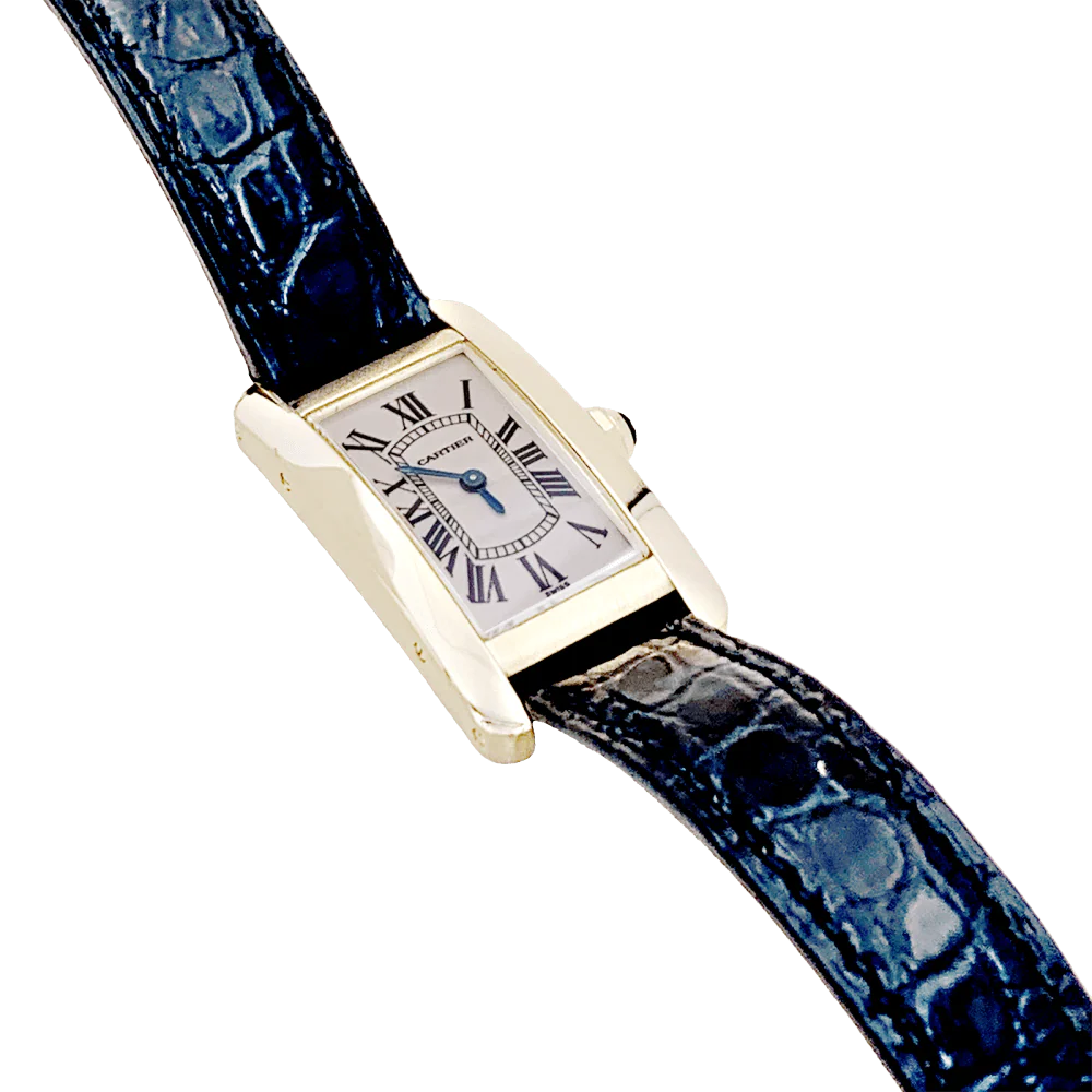 Montre CARTIER "Tank Américaine" en or jaune, acier et cuir - Image 3
