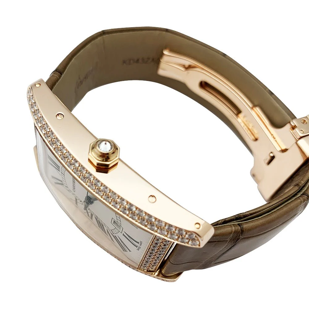 Montre Cartier,"Tank Américaine", or rose, diamants. - Image 6