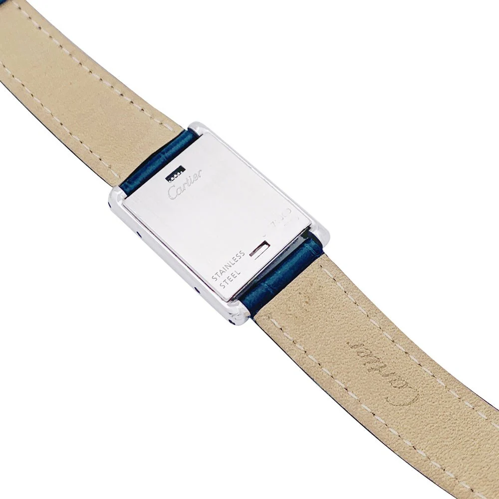 Montre Cartier "Tank basculante" acier, cuir. - Image 3