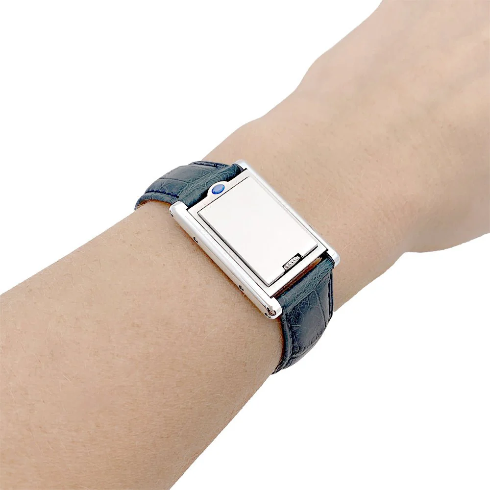 Montre Cartier "Tank basculante" acier, cuir. - Image 5