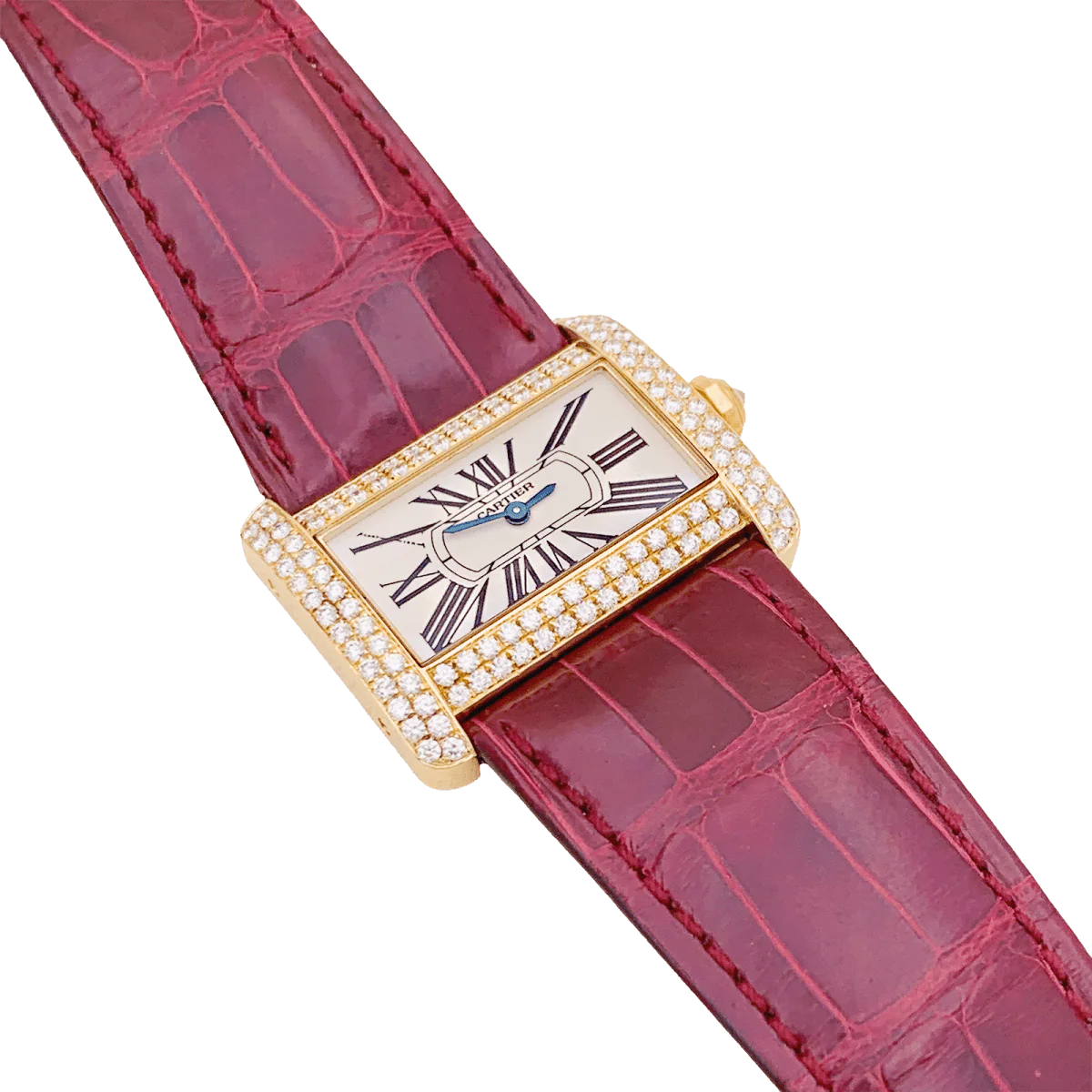 Montre CARTIER "Tank Divan" en or jaune, argent, acier et diamants - Image 3