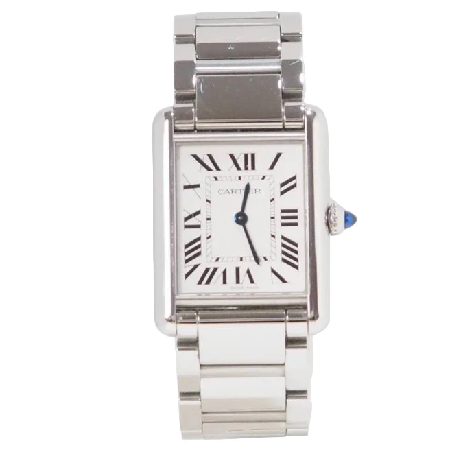 Montre CARTIER "Tank" en acier, spinelle et quartz