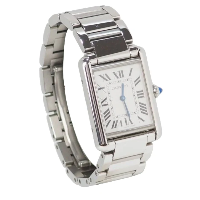 Montre CARTIER "Tank" en acier, spinelle et quartz - Image 4