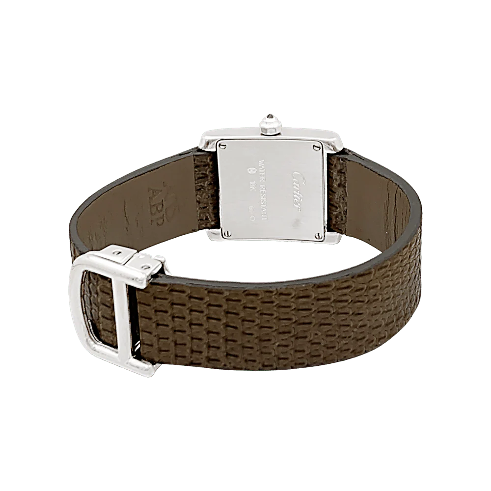 Montre CARTIER "Tank Française" en or blanc, cuir, acier et diamants - Image 5
