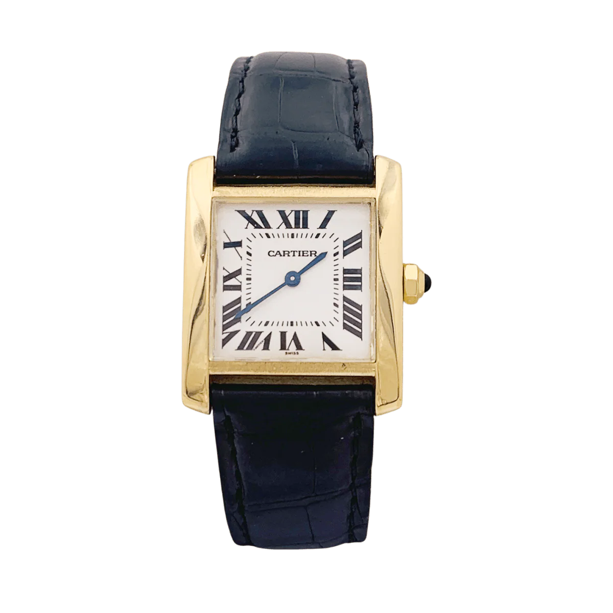 Montre Quartz CARTIER "Tank Française" en or jaune et cuir