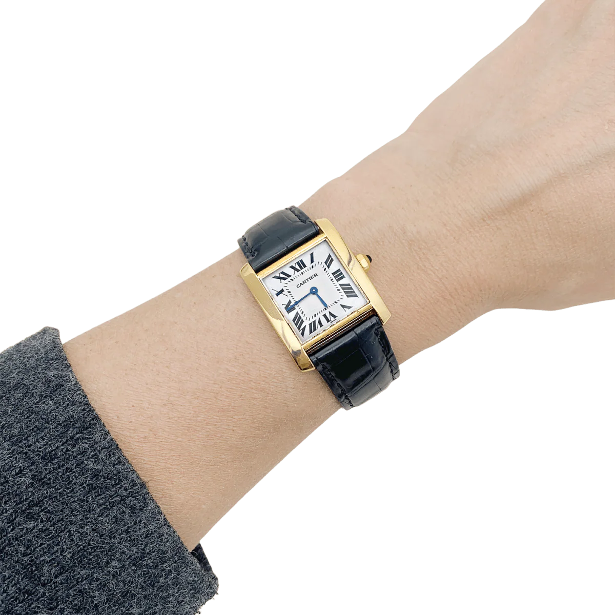 Montre Quartz CARTIER "Tank Française" en or jaune et cuir - Image 2