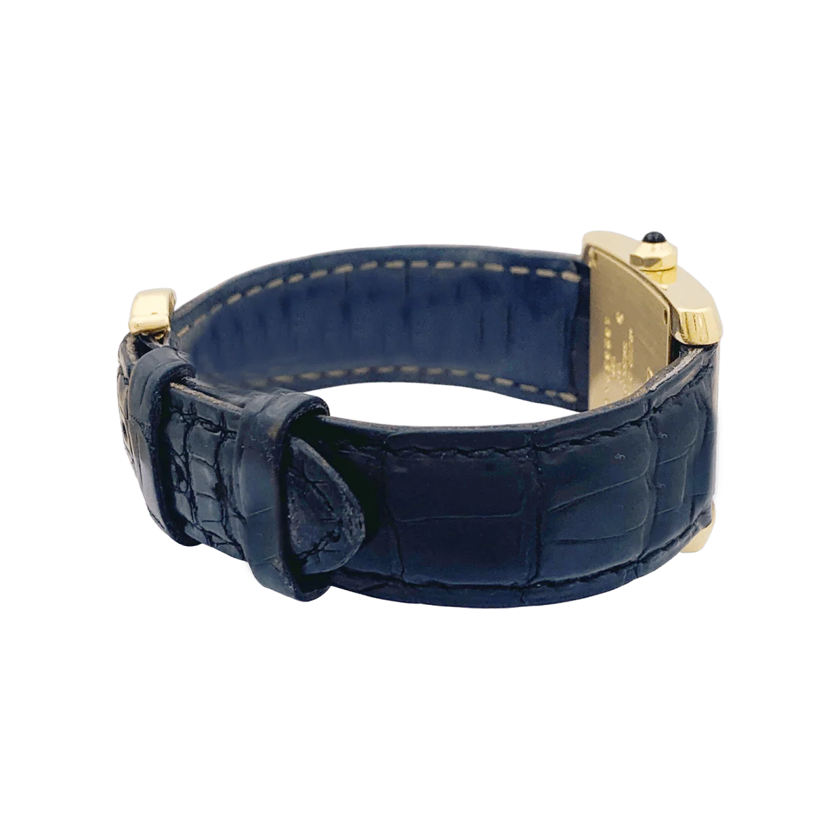 Montre Quartz CARTIER "Tank Française" en or jaune et cuir - Image 3