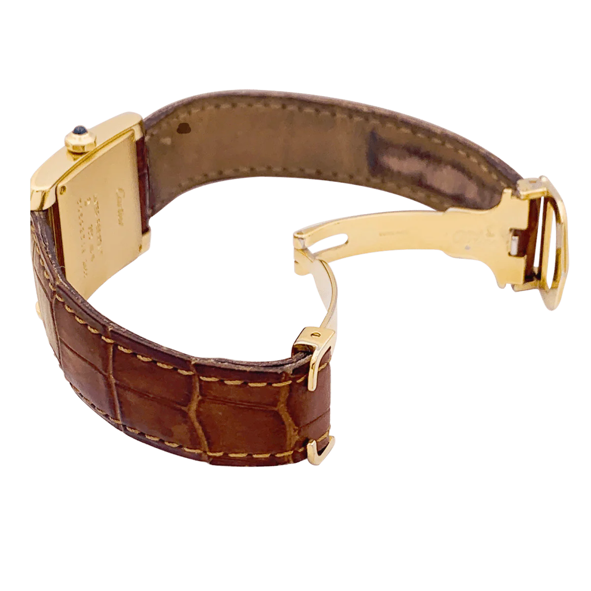 Montre CARTIER "Tank Française" en or jaune, cuir et acier - Image 4