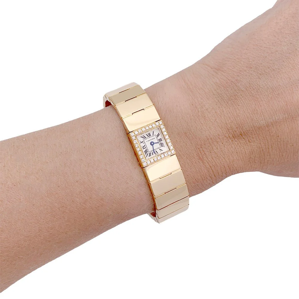 Montre Cartier, "Tank Lingot", or jaune, diamants. - Image 4