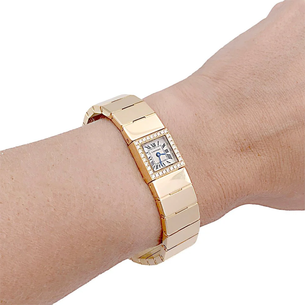 Montre Cartier, "Tank Lingot", or jaune, diamants. - Image 6