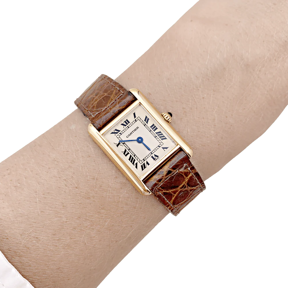Montre CARTIER "Tank Louis Cartier" en or jaune et cuir - Image 2