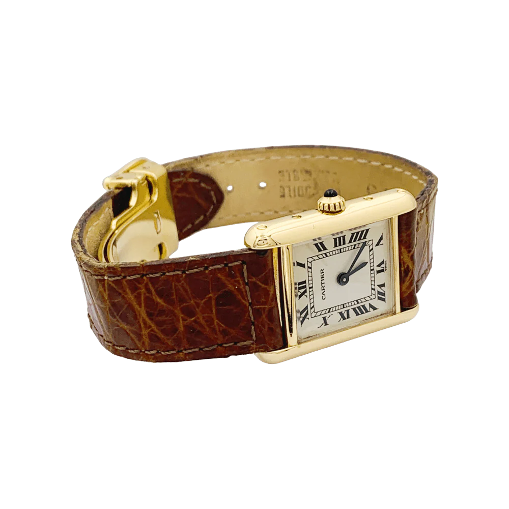 Montre CARTIER "Tank Louis Cartier" en or jaune et cuir - Image 5
