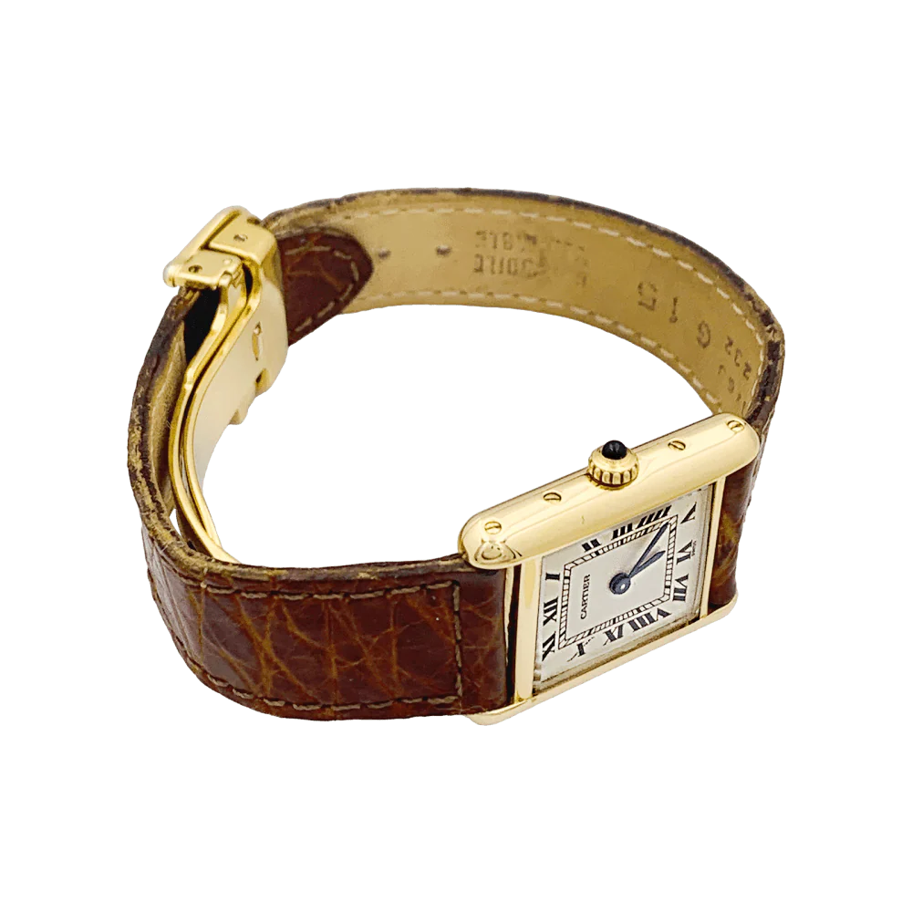 Montre CARTIER "Tank Louis Cartier" en or jaune et cuir - Image 6