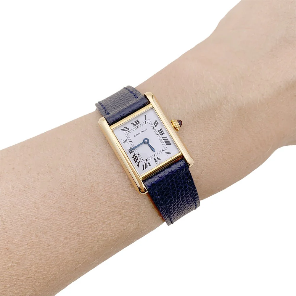 Montre CARTIER "Tank Louis Cartier", or jaune et cuir - Image 2
