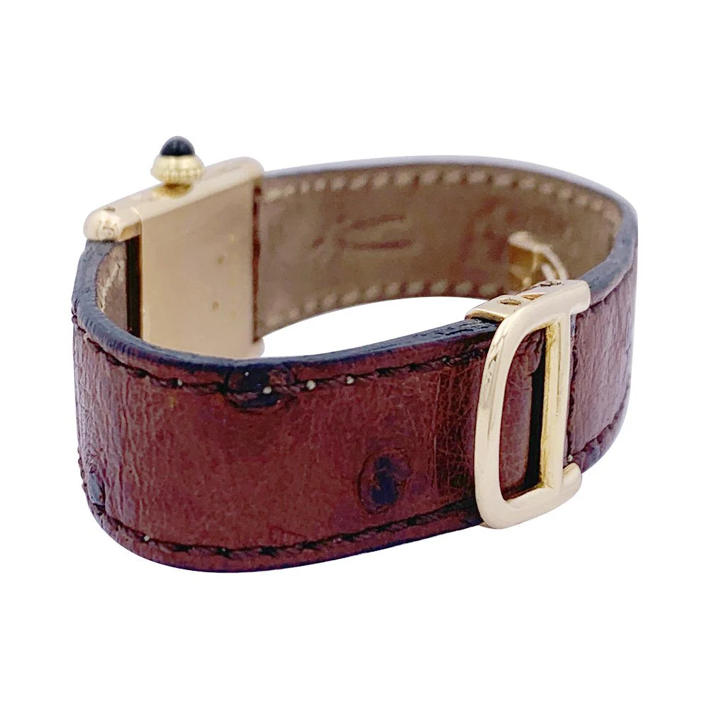 Montre Mécanique CARTIER "Tank Louis Cartier" en or jaune, or rose et cuir - Image 4