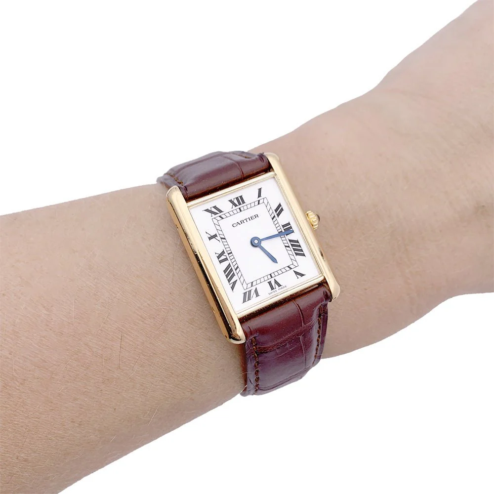Montre CARTIER "Tank Louis Cartier"en  or jaune et cuir - Image 2