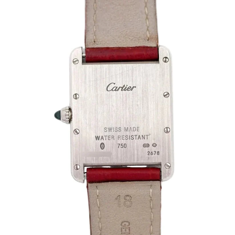 Montre CARTIER "Tank Louis" en or blanc, saphir et cuir - Image 14