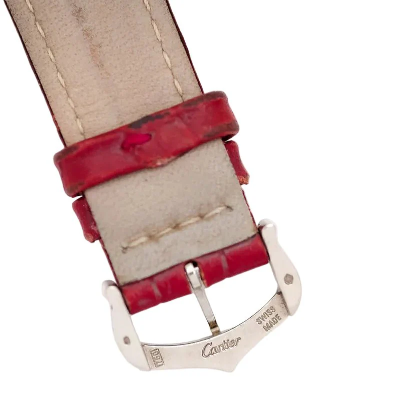 Montre CARTIER "Tank Louis" en or blanc, saphir et cuir - Image 18