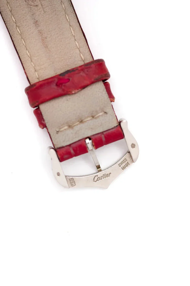 Montre CARTIER "Tank Louis" en or blanc, saphir et cuir - Image 9