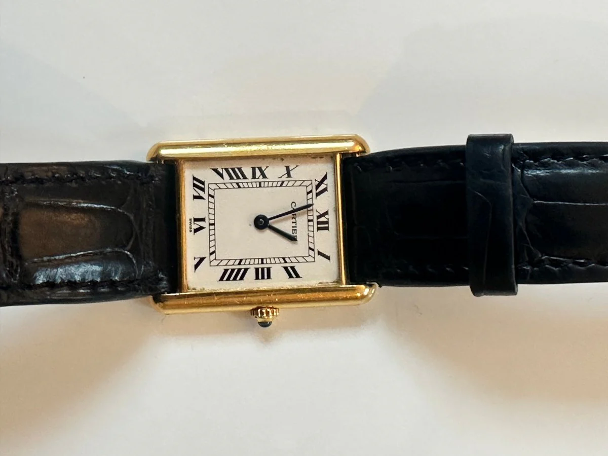 Montre CARTIER "Tank Louis" en or jaune, cuir et quartz - Image 6