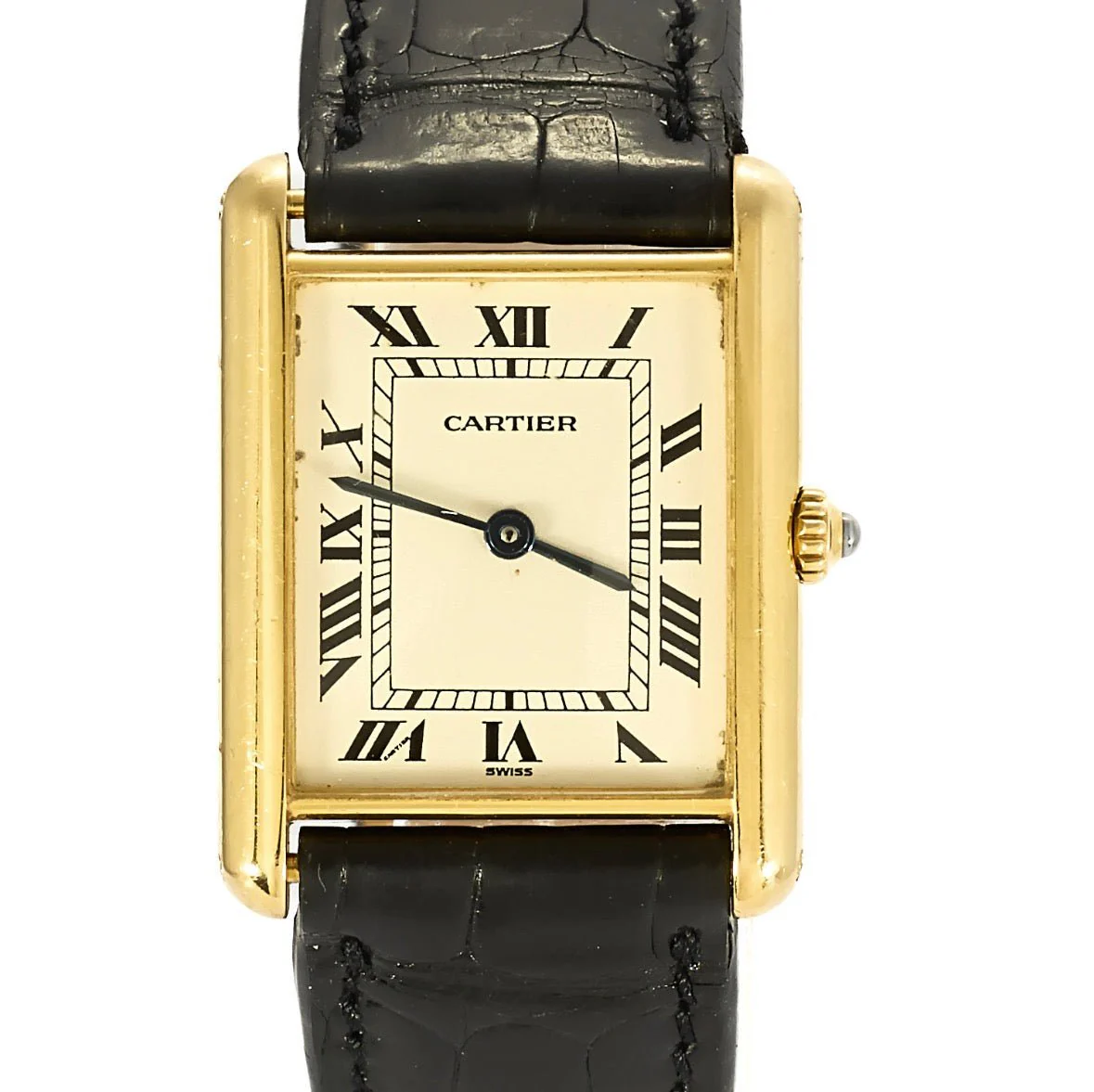 Montre CARTIER "Tank Louis" en or jaune, cuir et quartz - Image 7