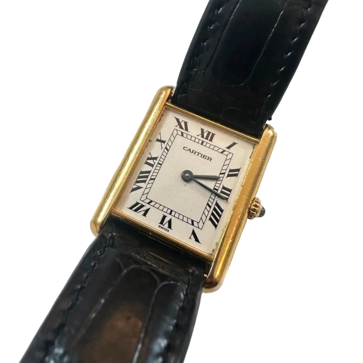 Montre CARTIER "Tank Louis" en or jaune, cuir et quartz - Image 8