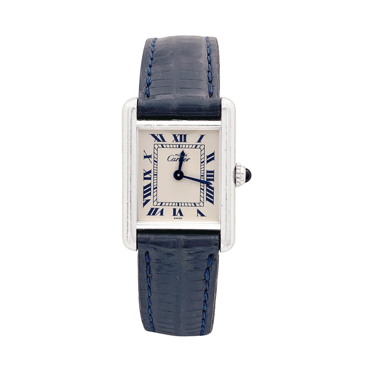 Montre CARTIER "Tank Must" en argent, acier et cuir.