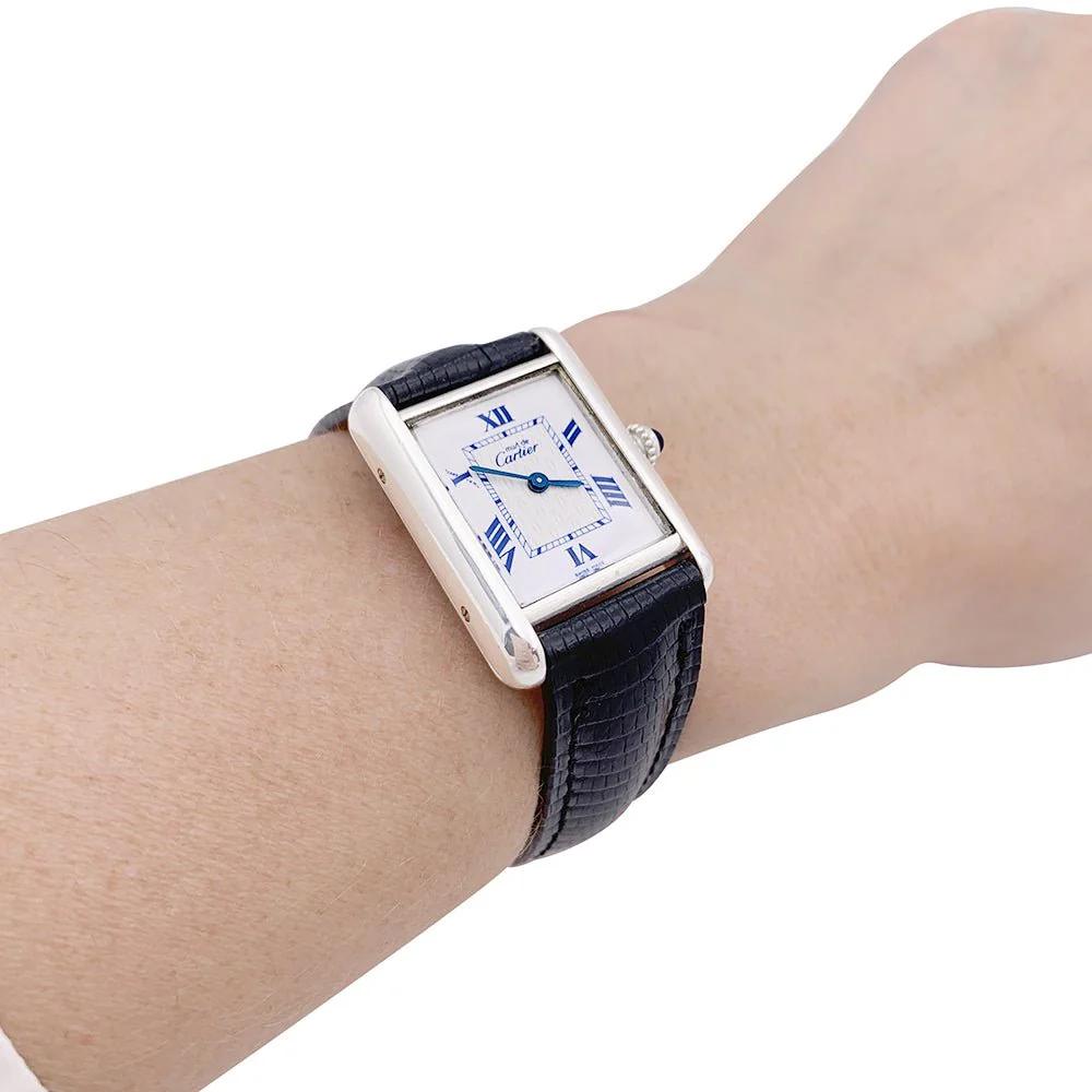 Montre  Quartz CARTIER "Tank Must" en acier, argent et cuir. - Image 2