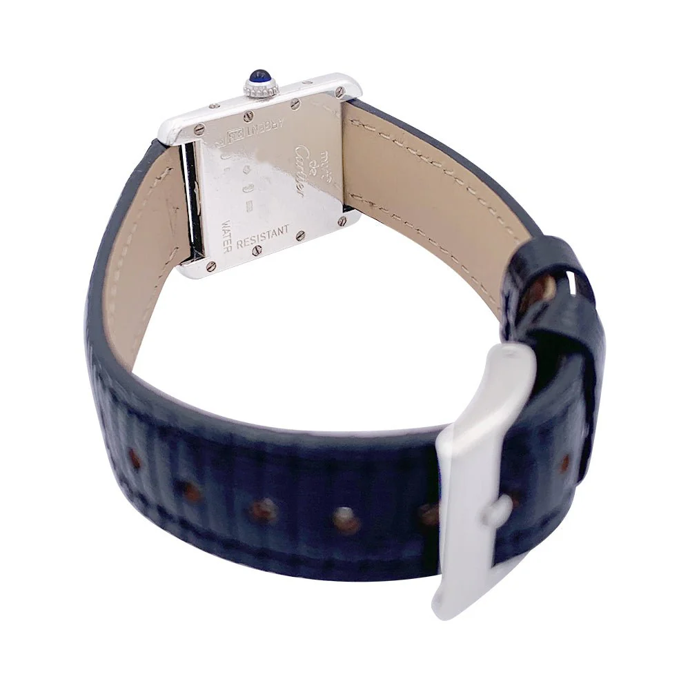Montre  Quartz CARTIER "Tank Must" en acier, argent et cuir. - Image 6