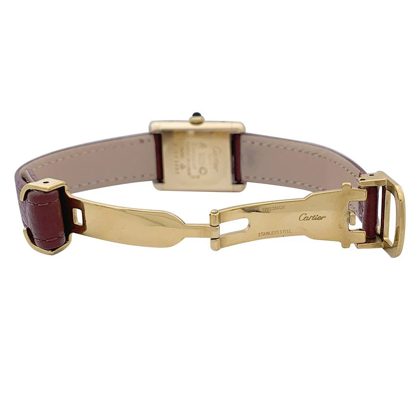 Montre CARTIER "Tank Must" argent plaqué or, cadran laqué marron - Image 3