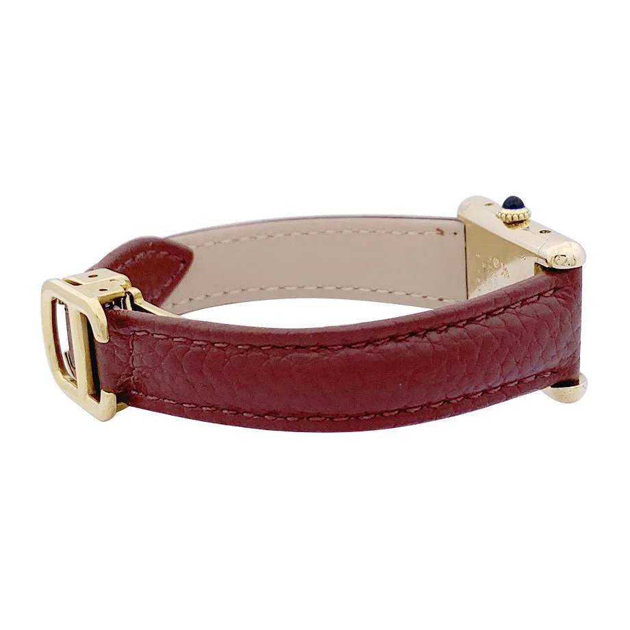 Montre CARTIER "Tank Must" argent plaqué or, cadran laqué marron - Image 5