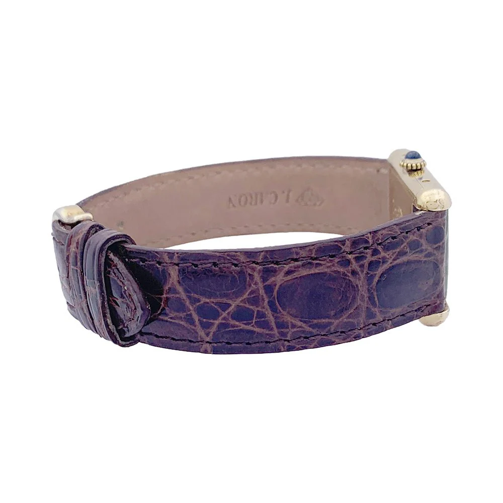 Montre CARTIER "Tank Must" argent plaqué or, cadran laqué marron. - Image 3