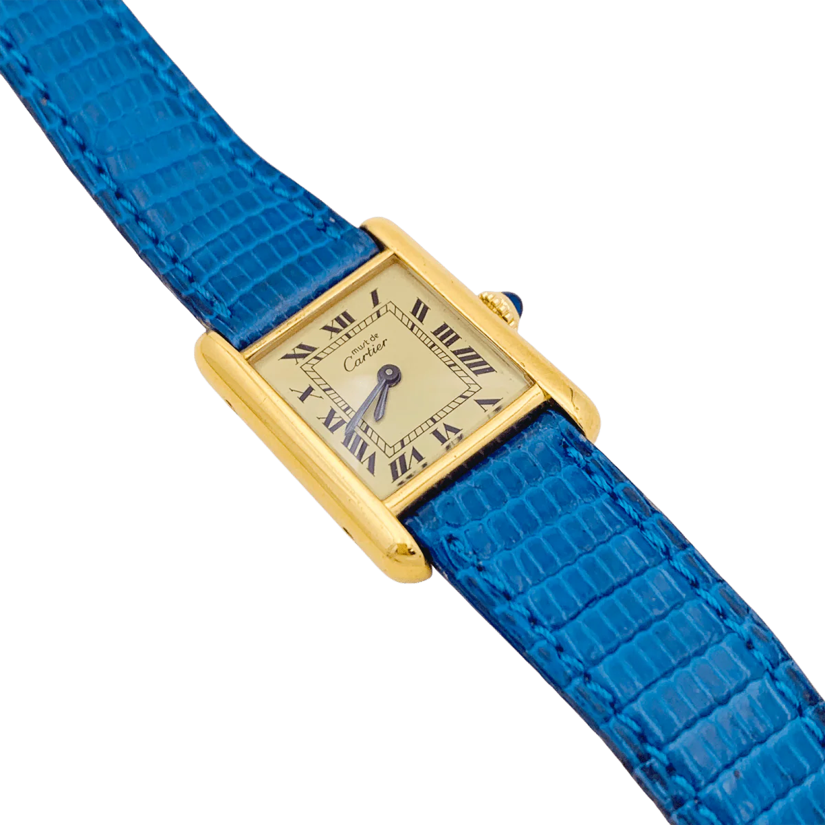 Montre CARTIER "Tank Must" en argent plaqué or et cuir - Image 3