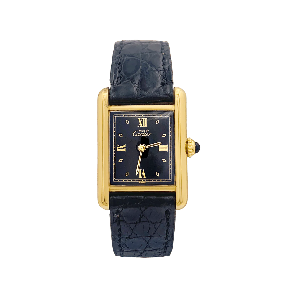 Montre CARTIER "Tank Must" en argent et cuir