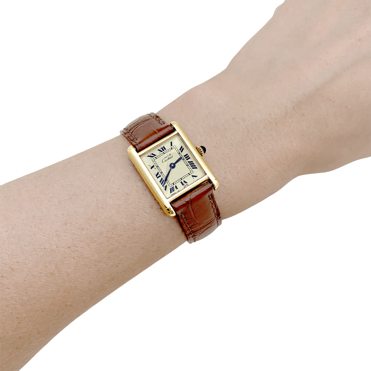 Montre Cartier "Tank Must" argent plaqué or, cuir. - Image 2