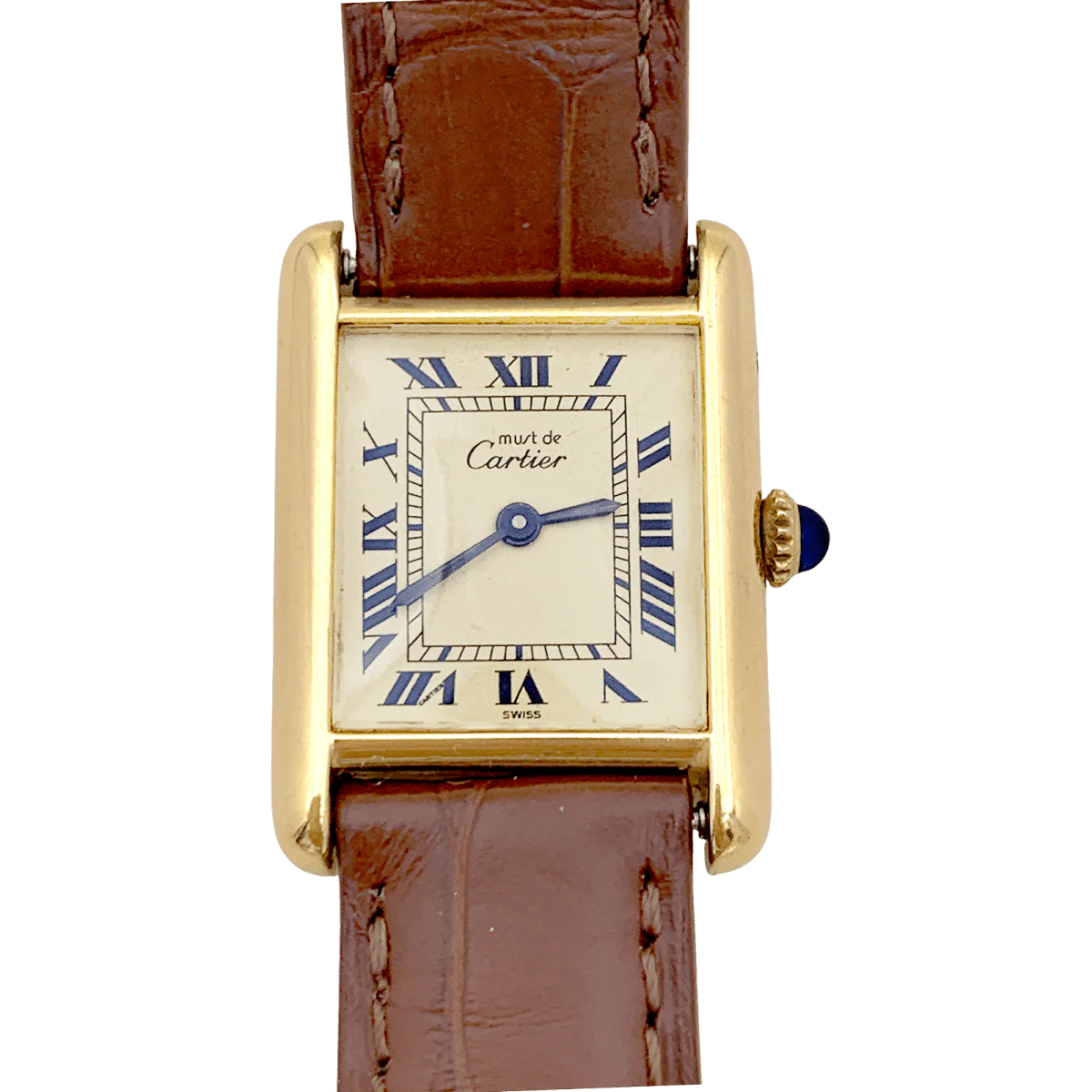 Montre Cartier "Tank Must" argent plaqué or, cuir. - Image 3