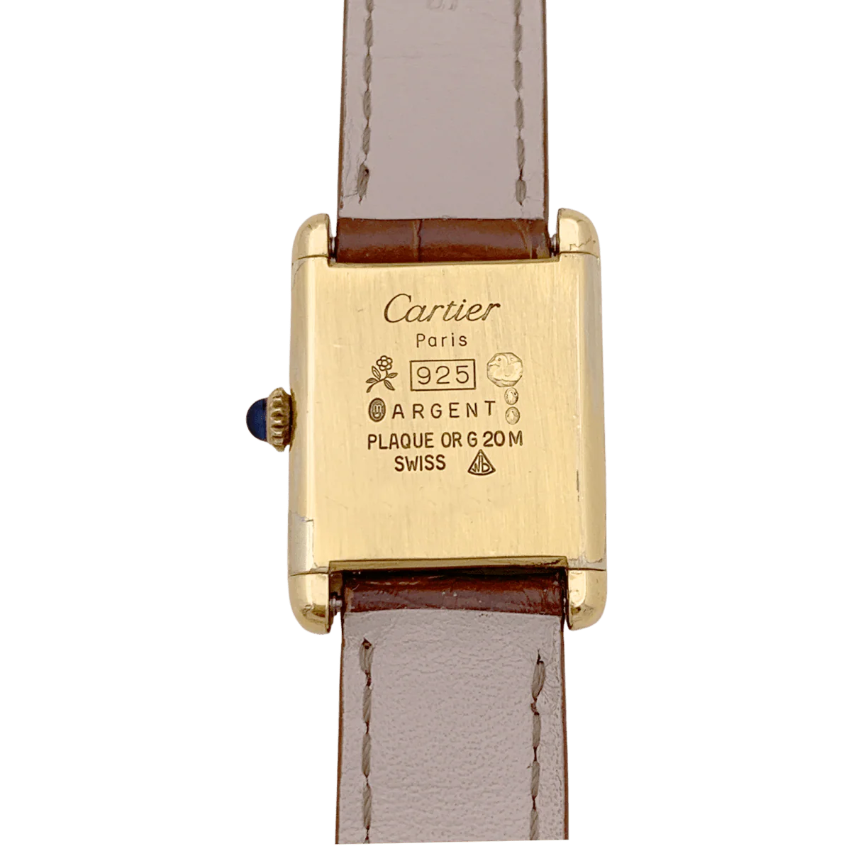 Montre Cartier "Tank Must" argent plaqué or, cuir. - Image 4