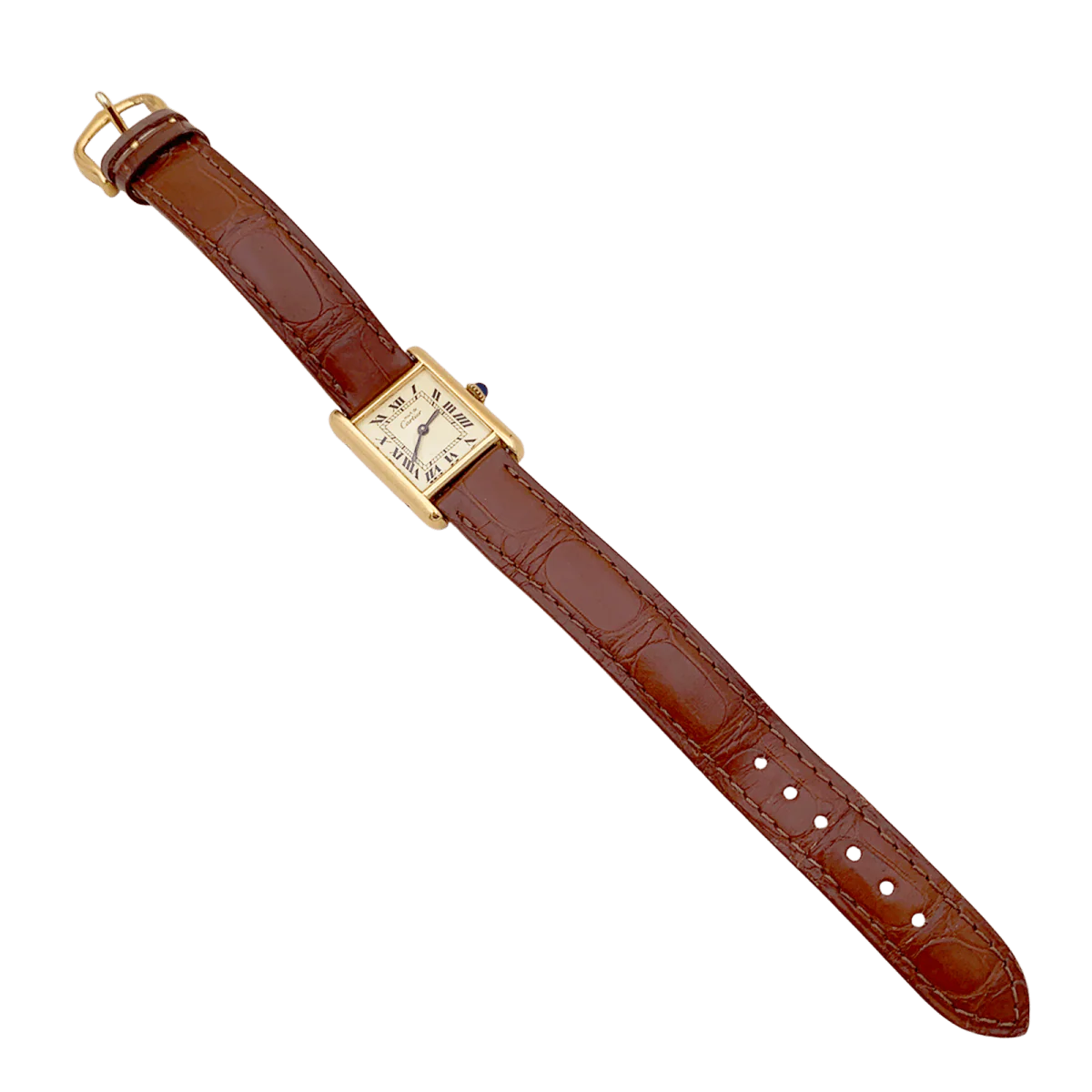 Montre Cartier "Tank Must" argent plaqué or, cuir. - Image 6