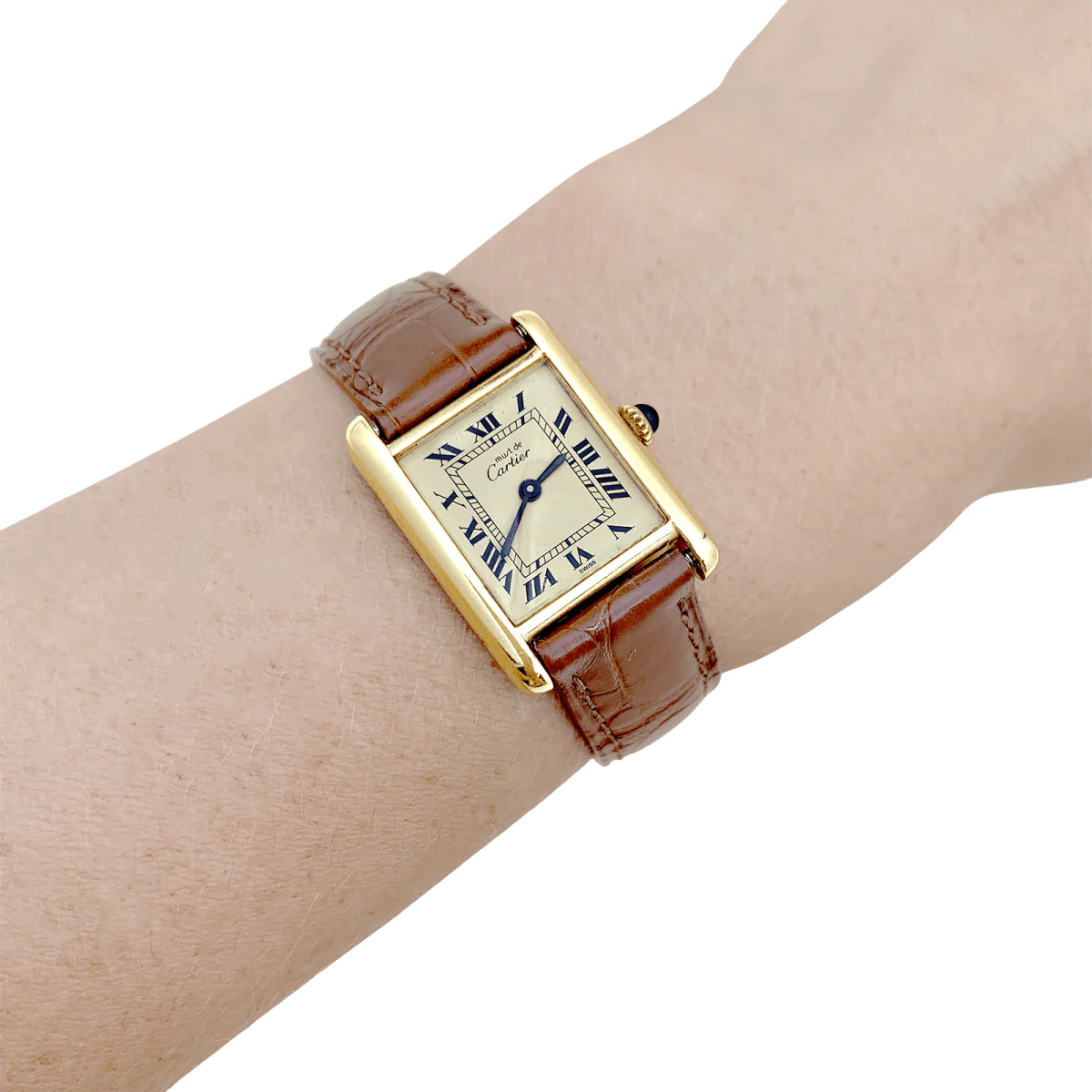 Montre Cartier "Tank Must" argent plaqué or, cuir. - Image 7