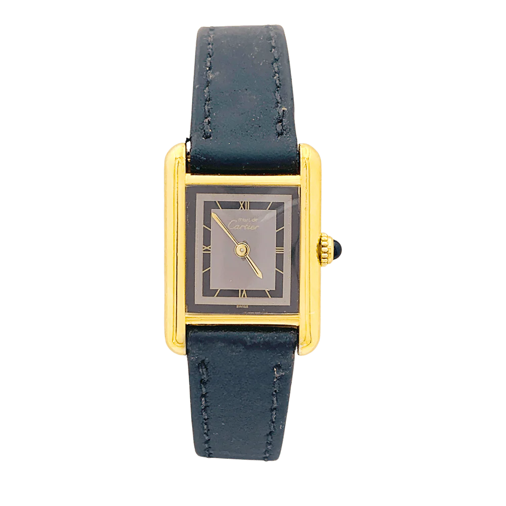 Montre CARTIER, "Tank Must", argent plaqué or et cuir