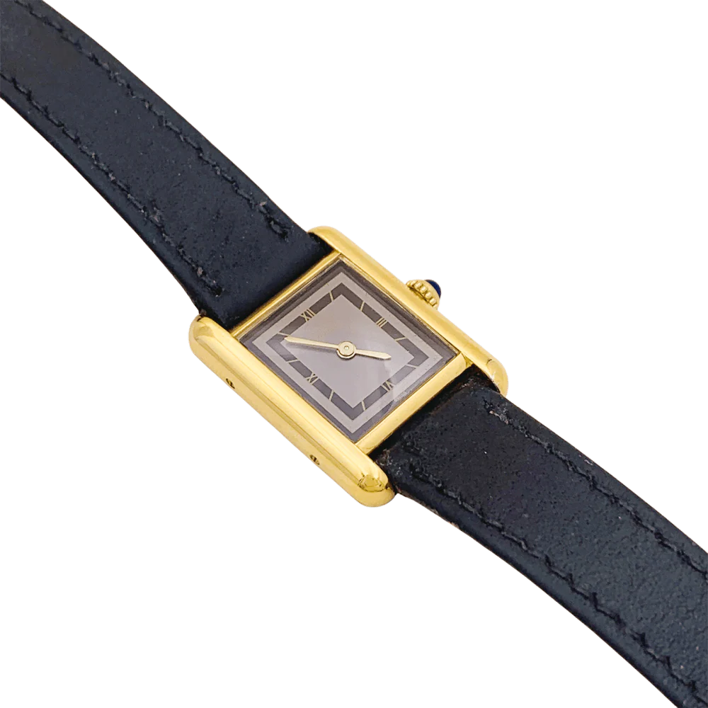 Montre CARTIER, "Tank Must", argent plaqué or et cuir - Image 3