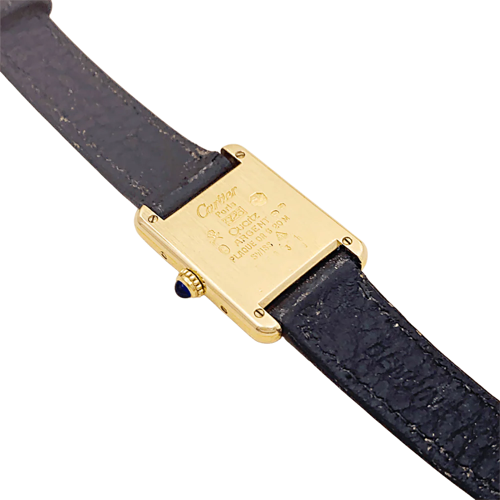 Montre CARTIER, "Tank Must", argent plaqué or et cuir - Image 4