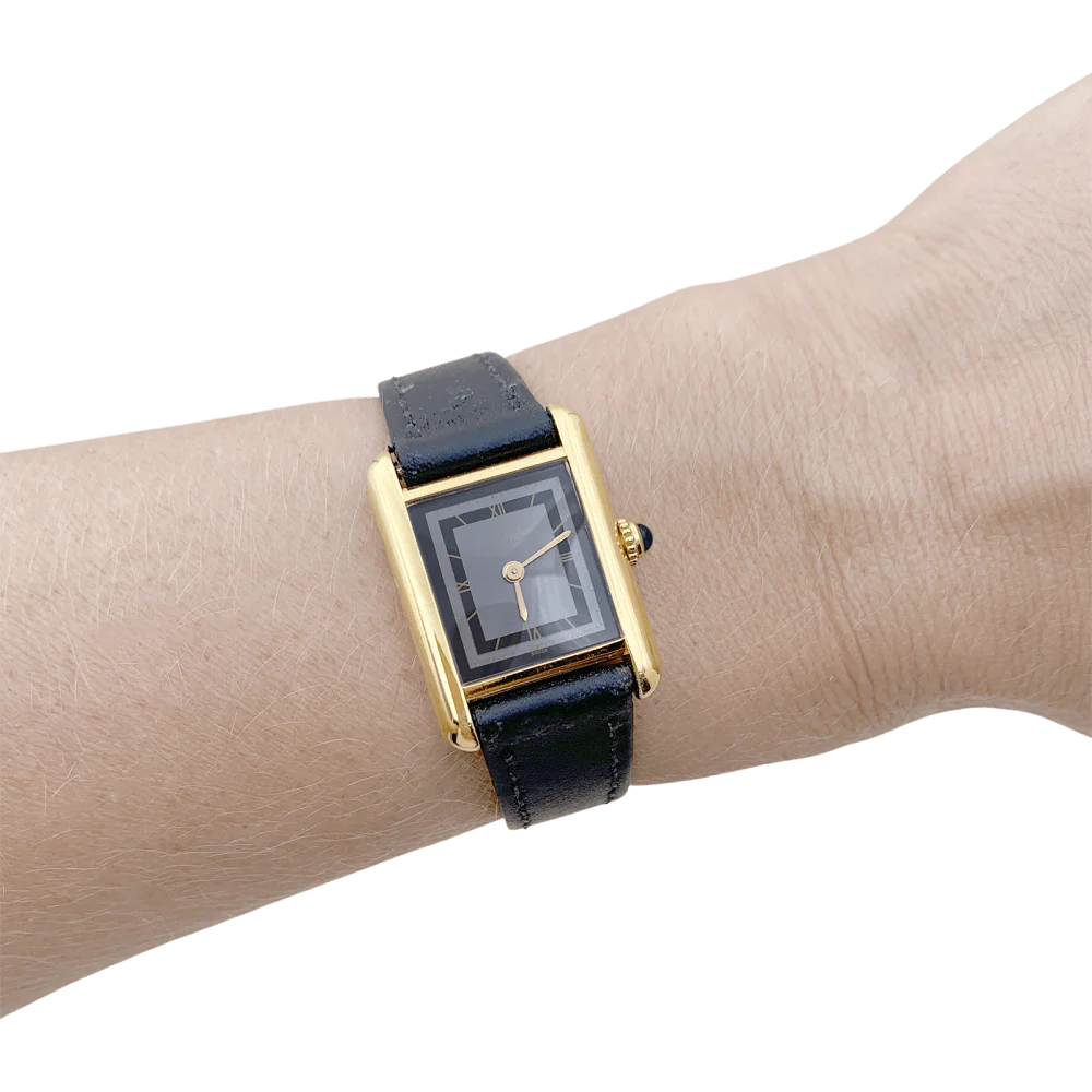 Montre CARTIER, "Tank Must", argent plaqué or et cuir - Image 6