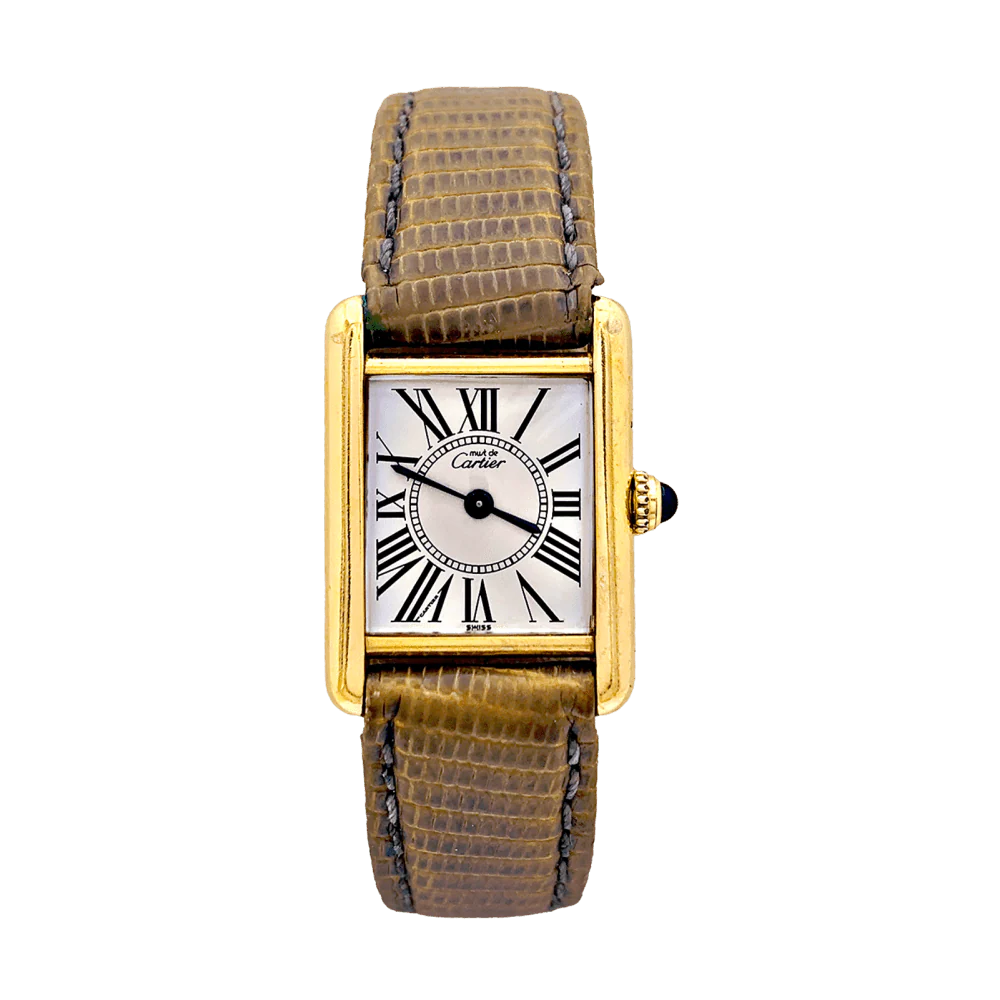 Montre CARTIER "Tank Must" en argent, acier et cuir