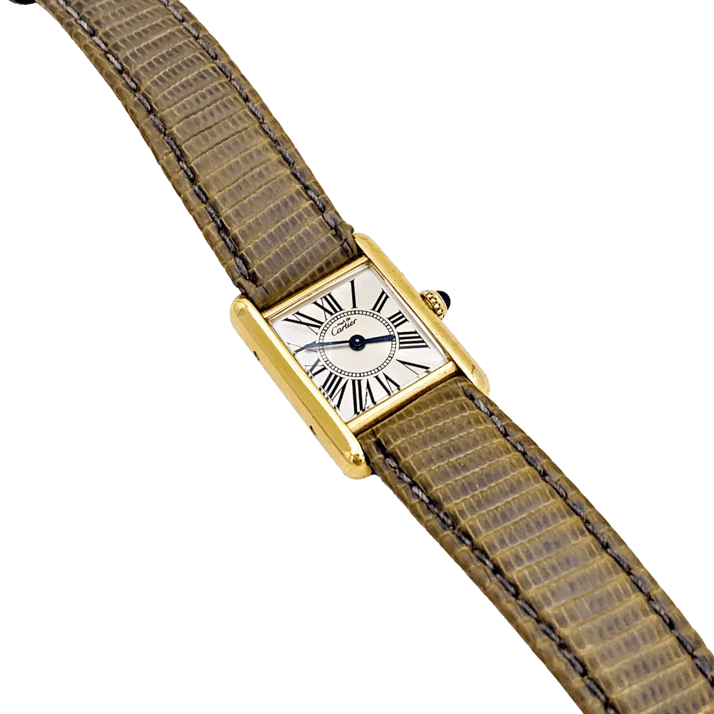 Montre CARTIER "Tank Must" en argent, acier et cuir - Image 3