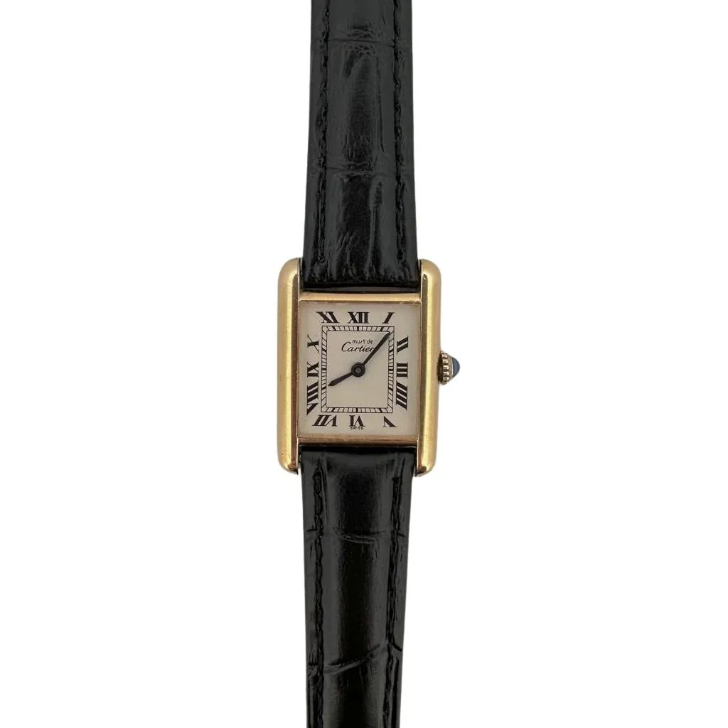 Montre CARTIER "Tank Must" en plaqué or jaune et cuir - Image 2