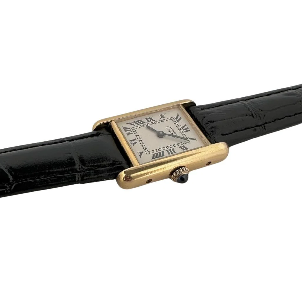 Montre CARTIER "Tank Must" en plaqué or jaune et cuir - Image 4
