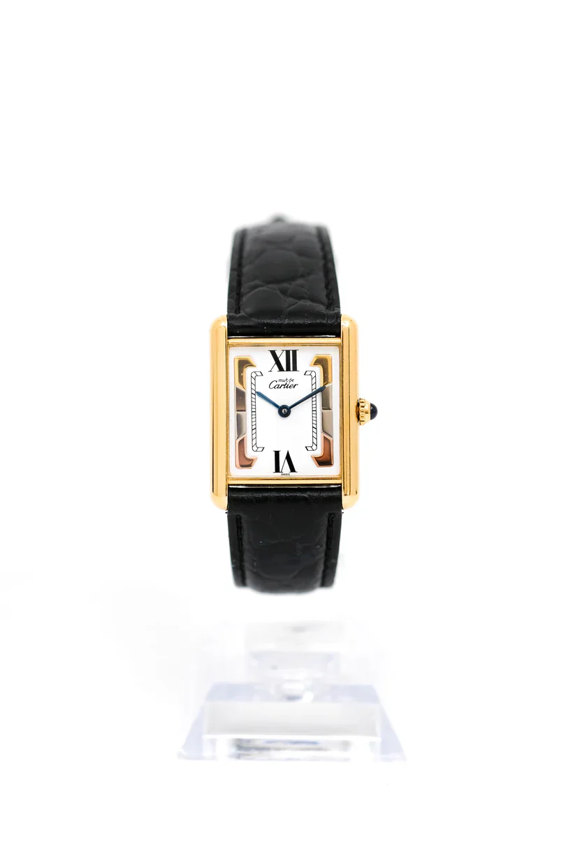Montre CARTIER "Tank Must Trinity" en vermeil et cuir